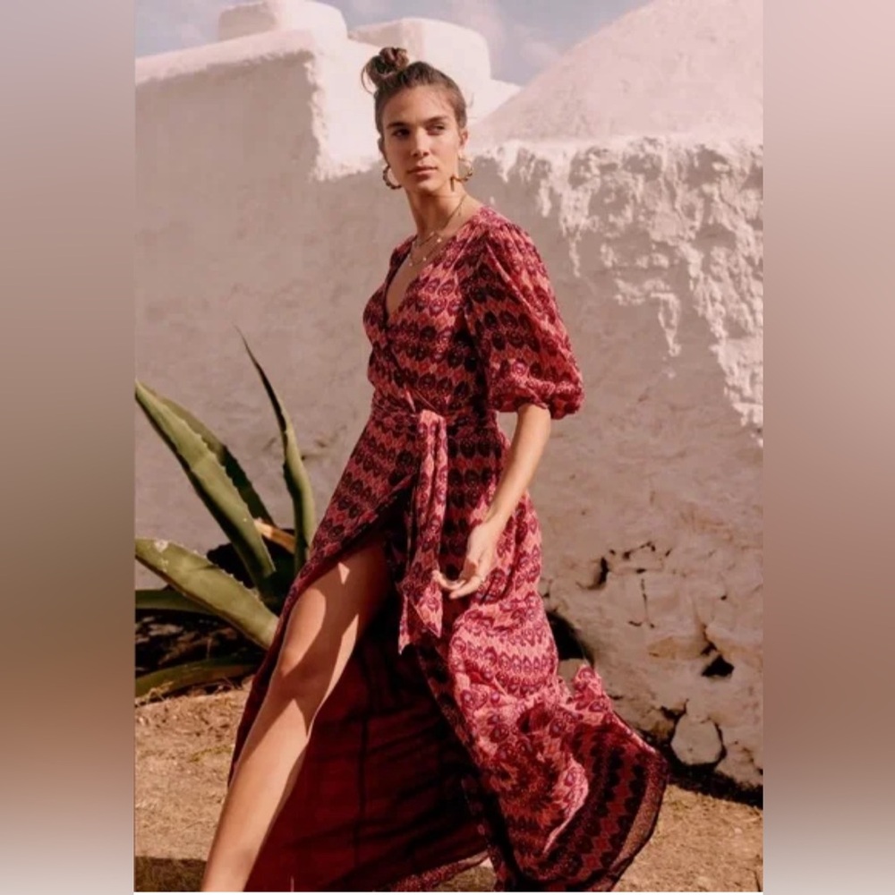 Sezane Calypso Maxi Wrap Dress